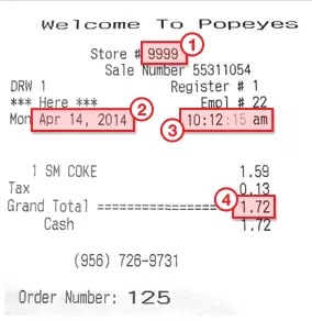 Popeyes Receipt