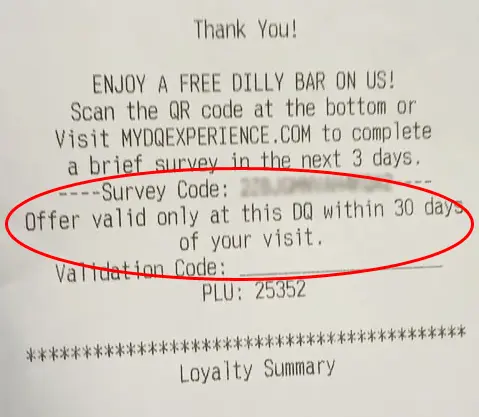 Dairy Queen Canada Receipt